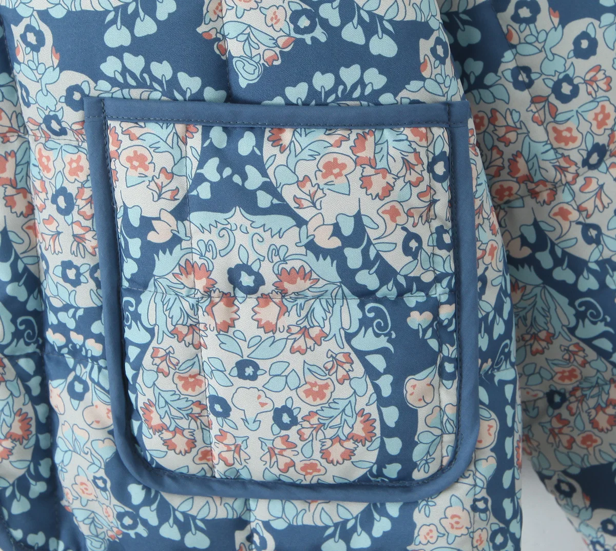 Gypsylady Boho Floral Chic Padded Jacket Coats Loose O-neck Pocket Autumn Spring Long Sleeve Blue Women Ladies Streetwear New