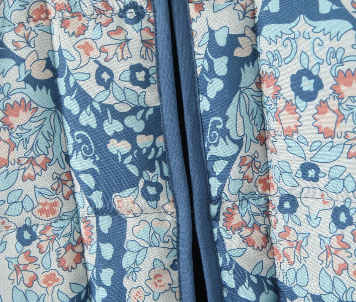 Gypsylady Boho Floral Chic Padded Jacket Coats Loose O-neck Pocket Autumn Spring Long Sleeve Blue Women Ladies Streetwear New