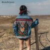Spring New Women Denim jacket Boho Heavy work embroidery Beaded Sequins Vintage Long sleeve Casual Jean jacket Female Outerwear