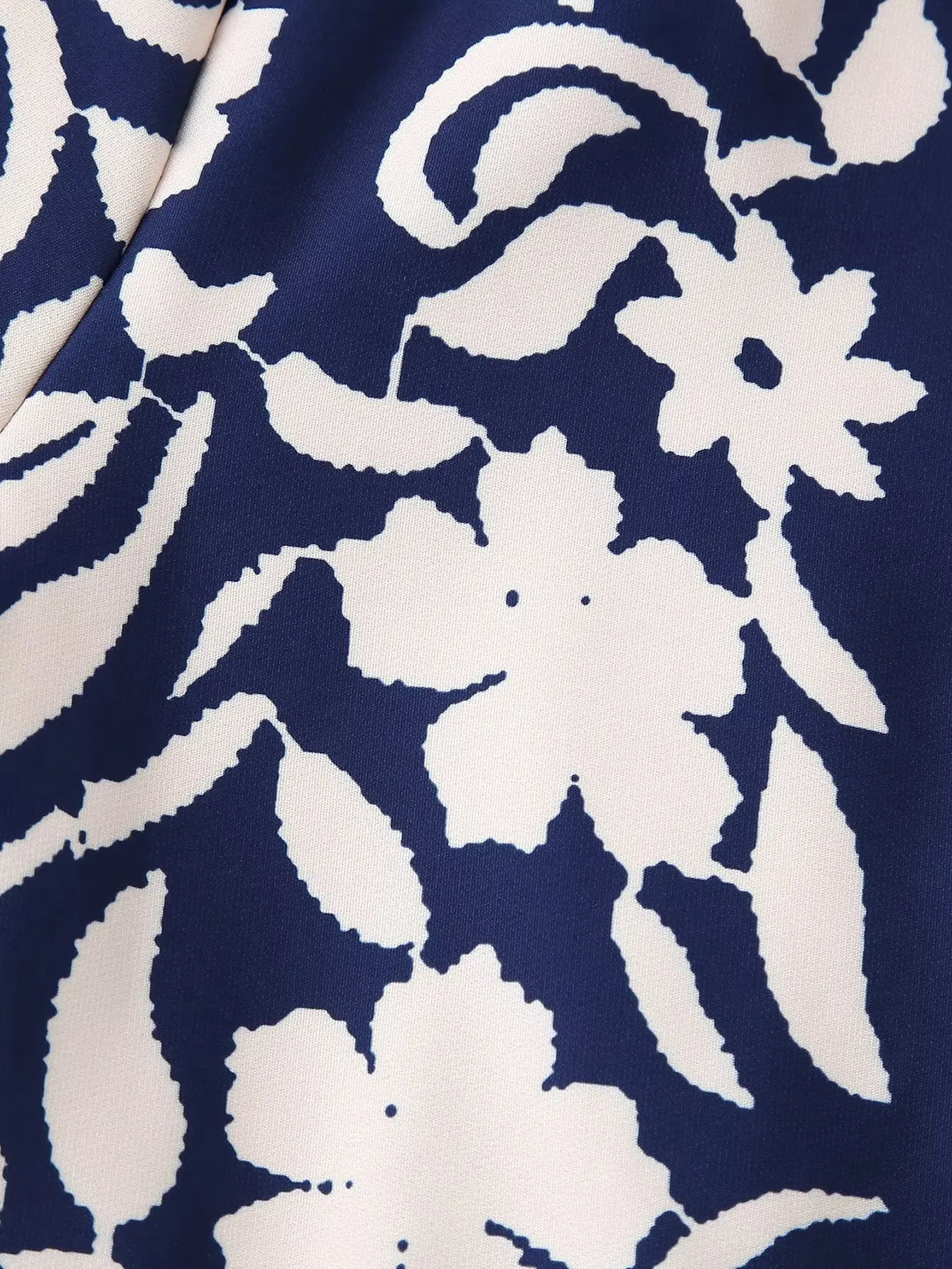 2024 Autumn Ethnic Blue White Floral Print Round Collar Coat BOHO Women Front Open Stitching Full Sleeve Loose Jacket Outerwear