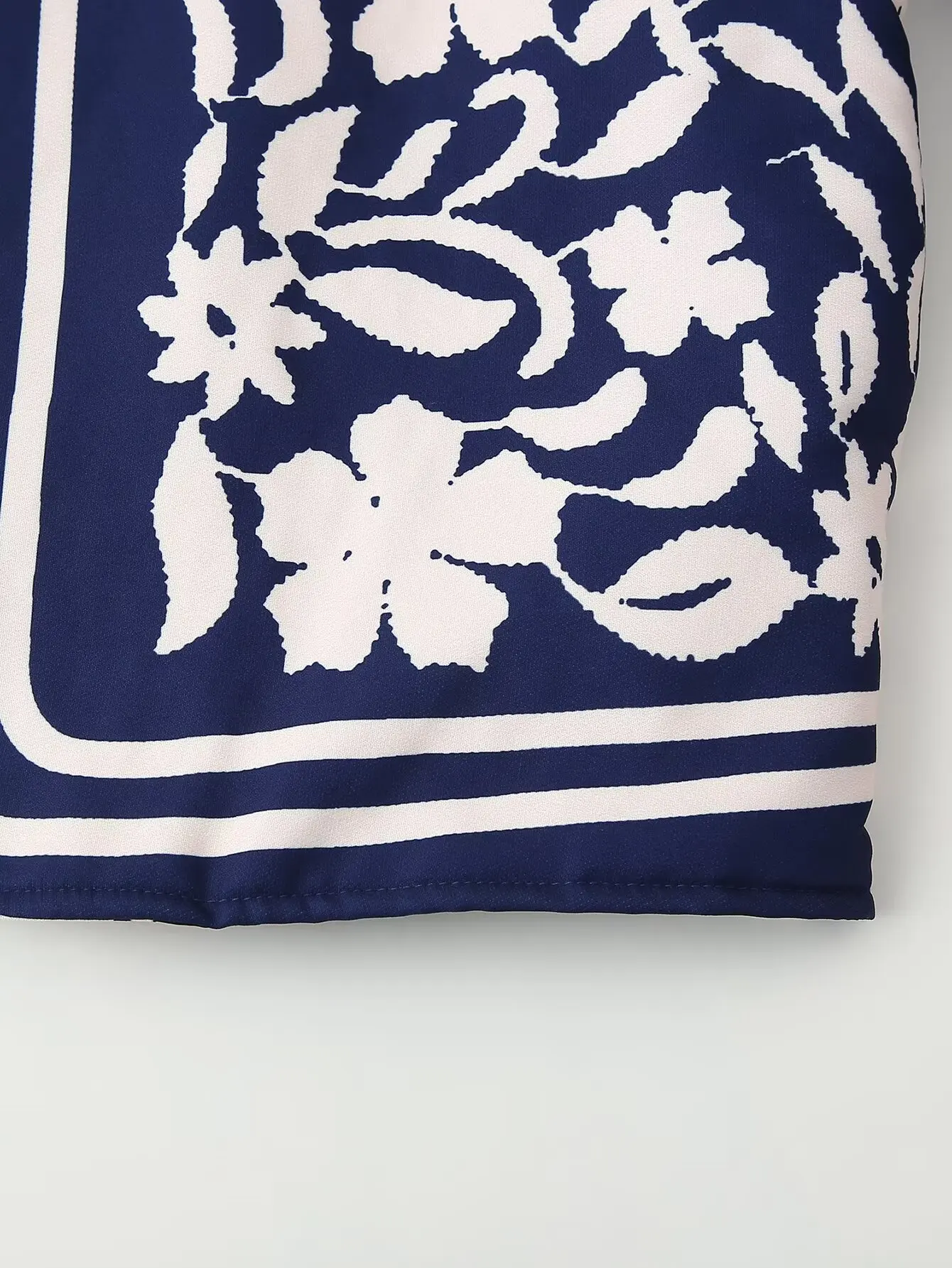 2024 Autumn Ethnic Blue White Floral Print Round Collar Coat BOHO Women Front Open Stitching Full Sleeve Loose Jacket Outerwear