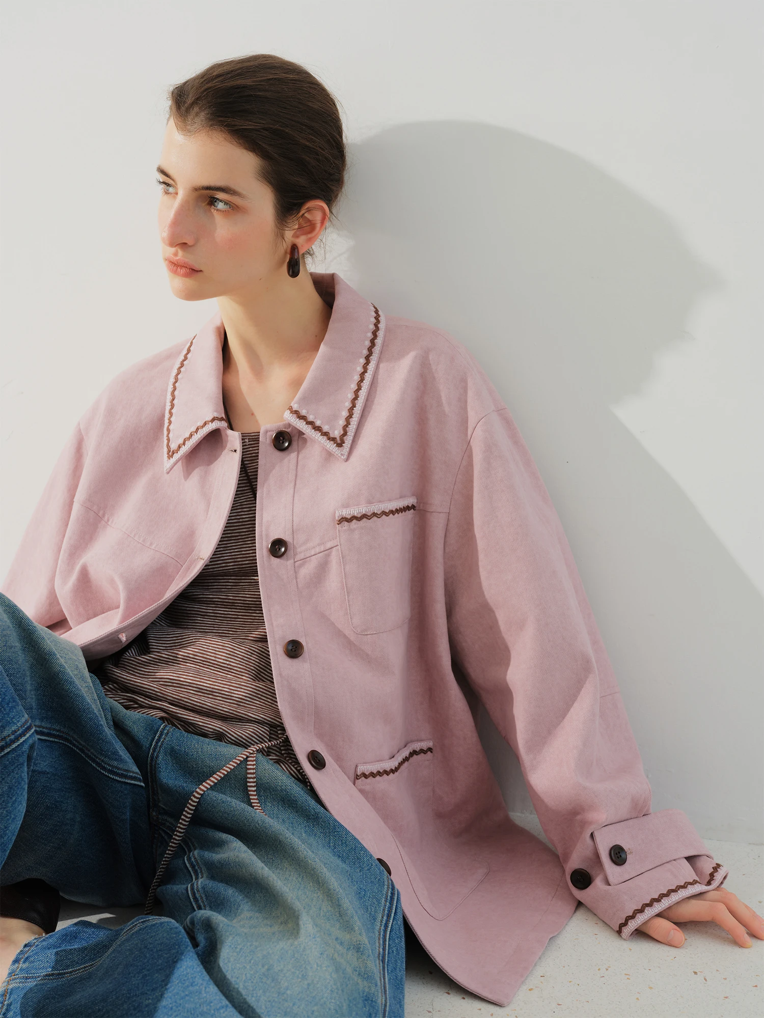 FSLE【Premium Series】New Women Vintage Embroidered Jacket Oversized Loose Fall Chic Outerwear Trendy Boho Chic Streetwear Fashion