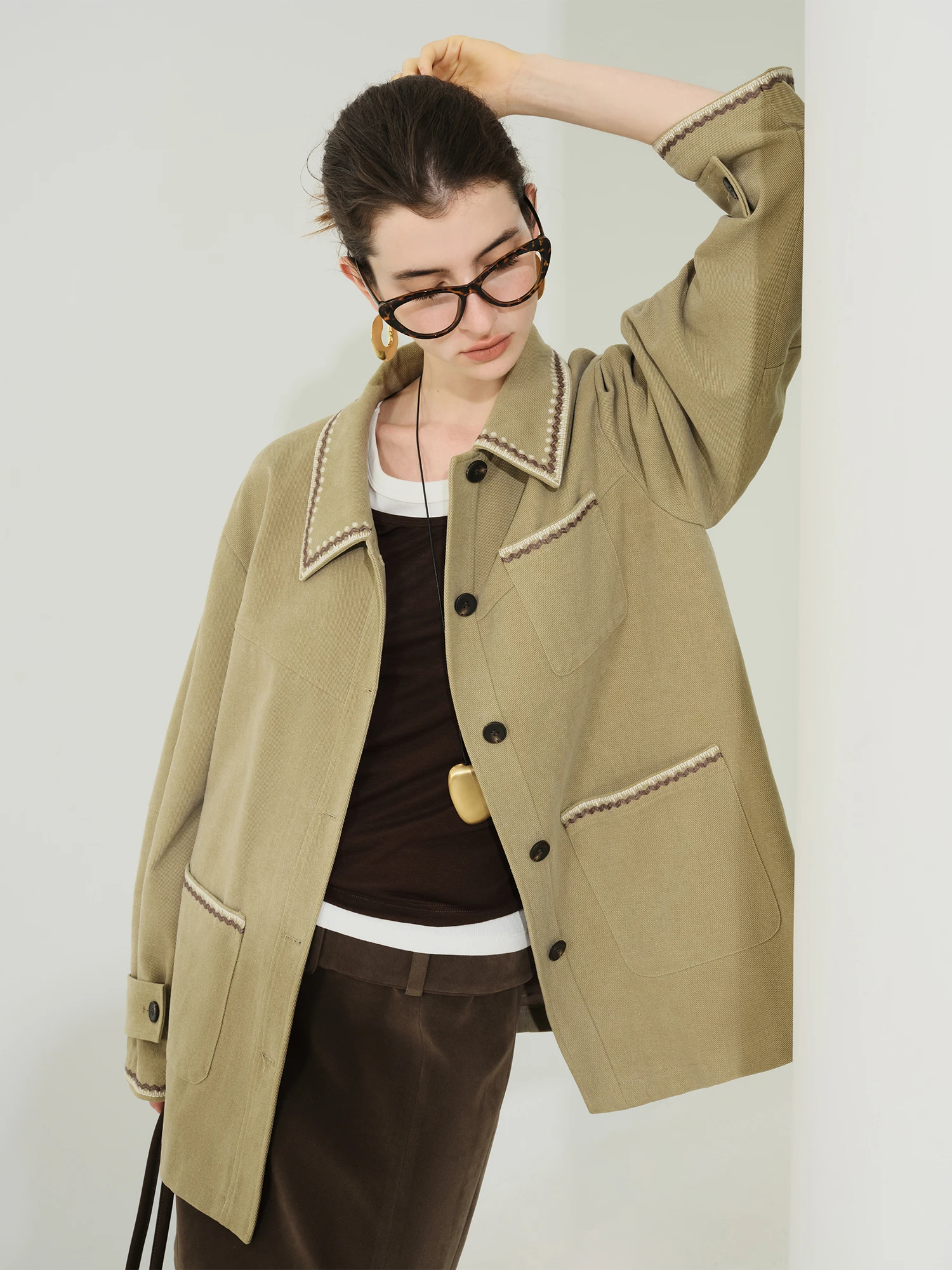 FSLE【Premium Series】New Women Vintage Embroidered Jacket Oversized Loose Fall Chic Outerwear Trendy Boho Chic Streetwear Fashion