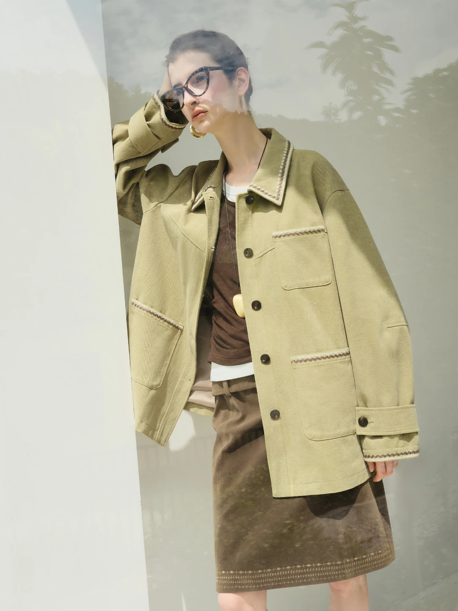 FSLE【Premium Series】New Women Vintage Embroidered Jacket Oversized Loose Fall Chic Outerwear Trendy Boho Chic Streetwear Fashion