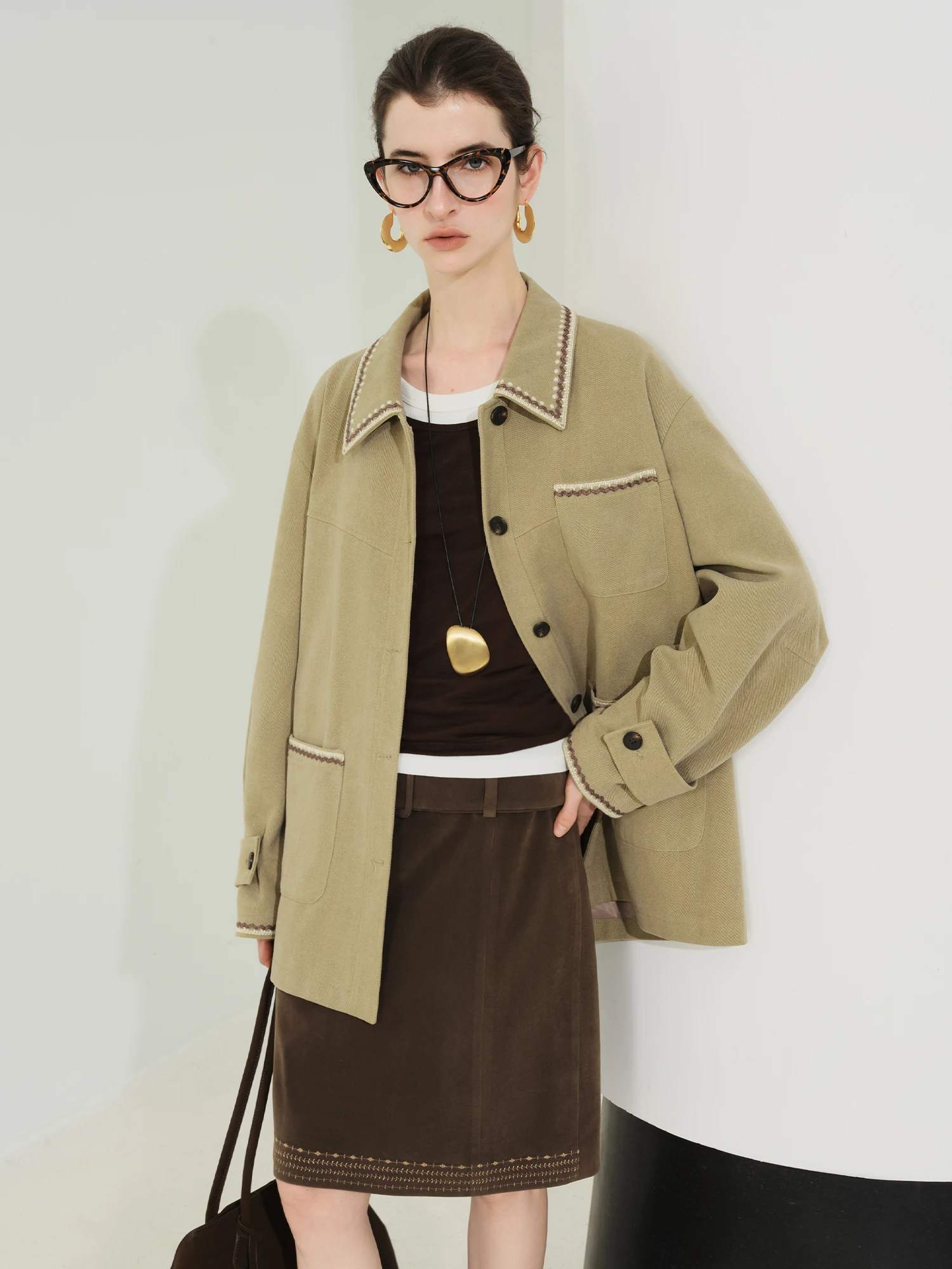 FSLE【Premium Series】New Women Vintage Embroidered Jacket Oversized Loose Fall Chic Outerwear Trendy Boho Chic Streetwear Fashion