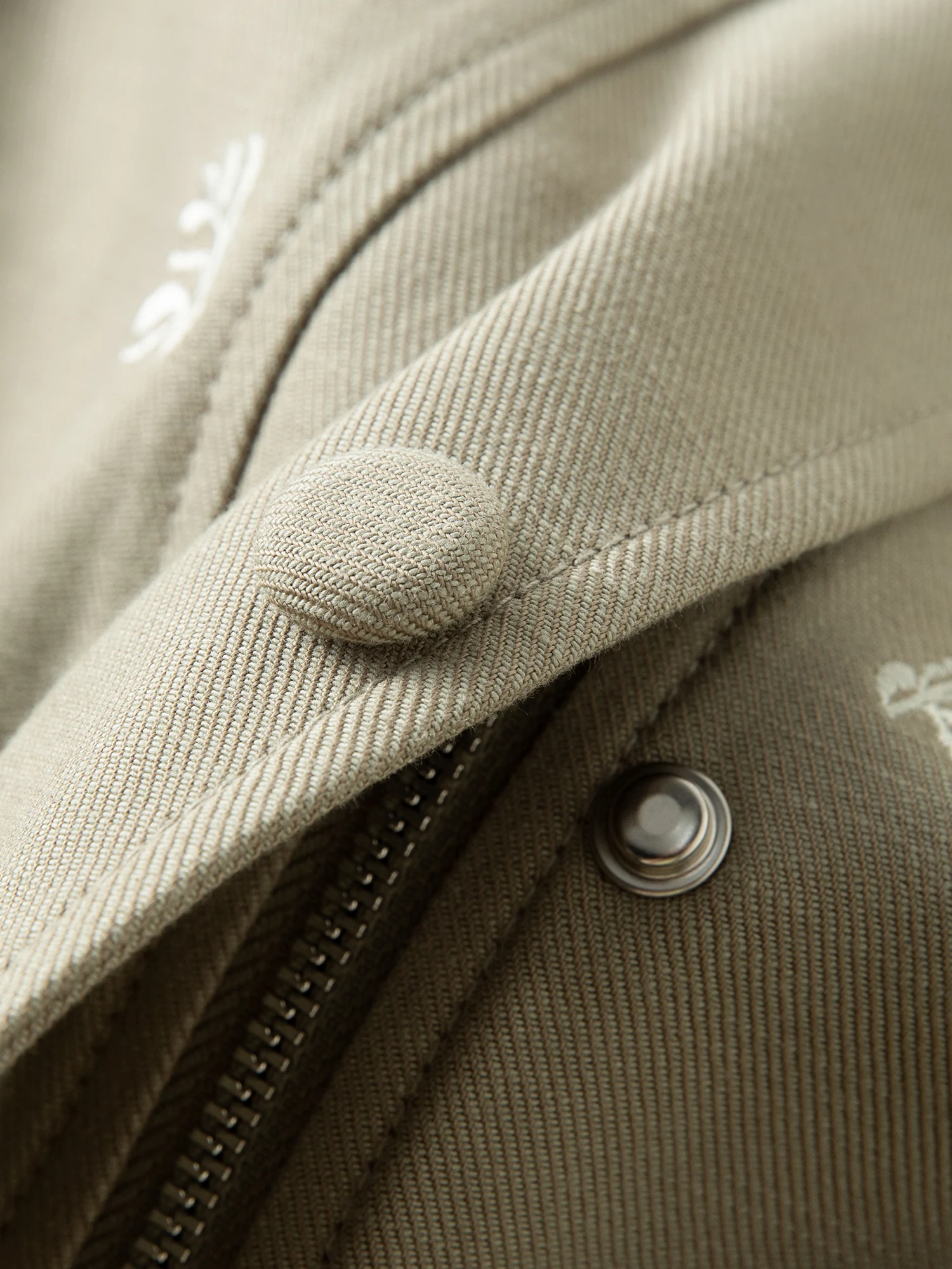 FSLE【Premium Series】New Women Olive Green Embroidered Stand Collar Jacket Loose Fit Workwear Style Boho Outerwear Relaxed Street