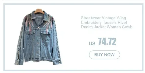 Boho Embroidery Big Pocket Denim Jacket Women Loose Short Cowboy Outerwear Vintage Blue Sequins Tassels Jeans Jacket Coat Female