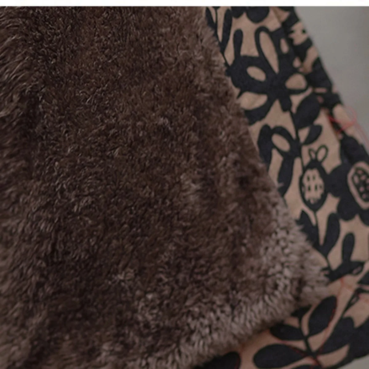 Women Fleece Lined Loose Jacket Boho Flower Printed High collar Button Down Retro Long Overcoat with Pockets Warm Winter Outwear