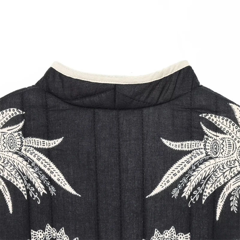 Women's Black & White Floral Embroidered Jacket - Open Front, Long Sleeve, Vintage Boho Casual Outerwear