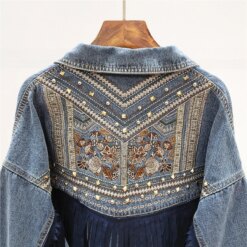 Bohemia Rivet Embroidery Tassels Denim Jacket Women
