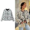 Women's Quilted Round Collar Jacket Autumn and Winter New Bohemian Style Short Printed Jacket Fashion Temperament Women's