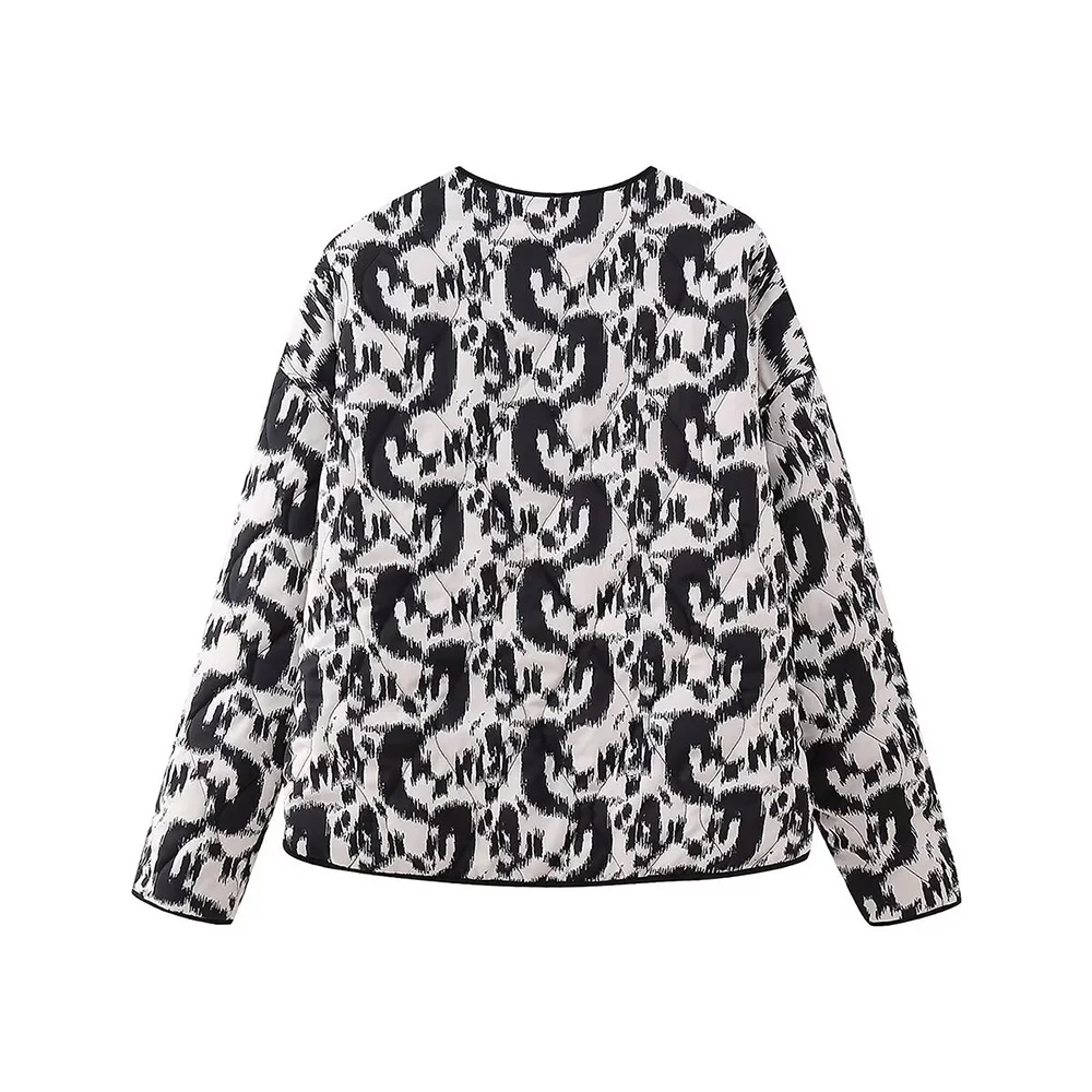 Women's Quilted Round Collar Jacket Autumn and Winter New Bohemian Style Short Printed Jacket Fashion Temperament Women's