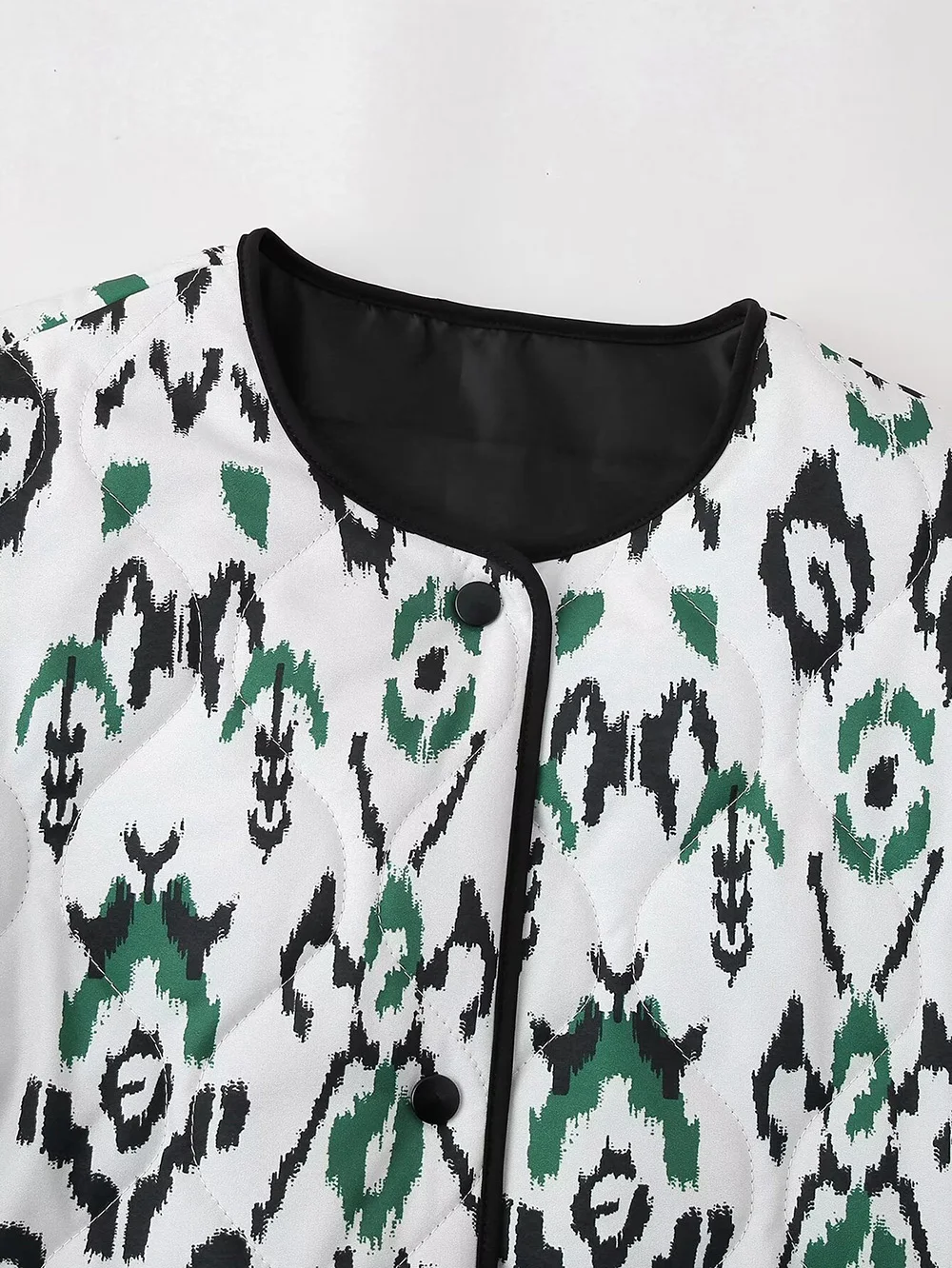 Women's Quilted Round Collar Jacket Autumn and Winter New Bohemian Style Short Printed Jacket Fashion Temperament Women's