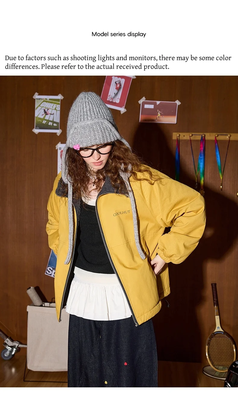 COOLHUT Design 2025 Reversible Vintage American Women's Winter Jacket Embroidered Trendy Double-Sided Coat Boho Chic Outerwear