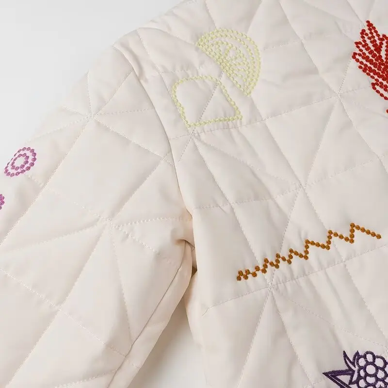 Gypsylady Boho Floral Chic Padded Jacket Cardigan Floral Embroidery Pocket Autumn Spring Long Sleeve Women Lady Streetwear Coats