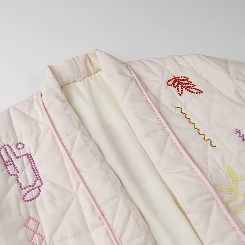 Gypsylady Boho Floral Chic Padded Jacket Cardigan Floral Embroidery Pocket Autumn Spring Long Sleeve Women Lady Streetwear Coats