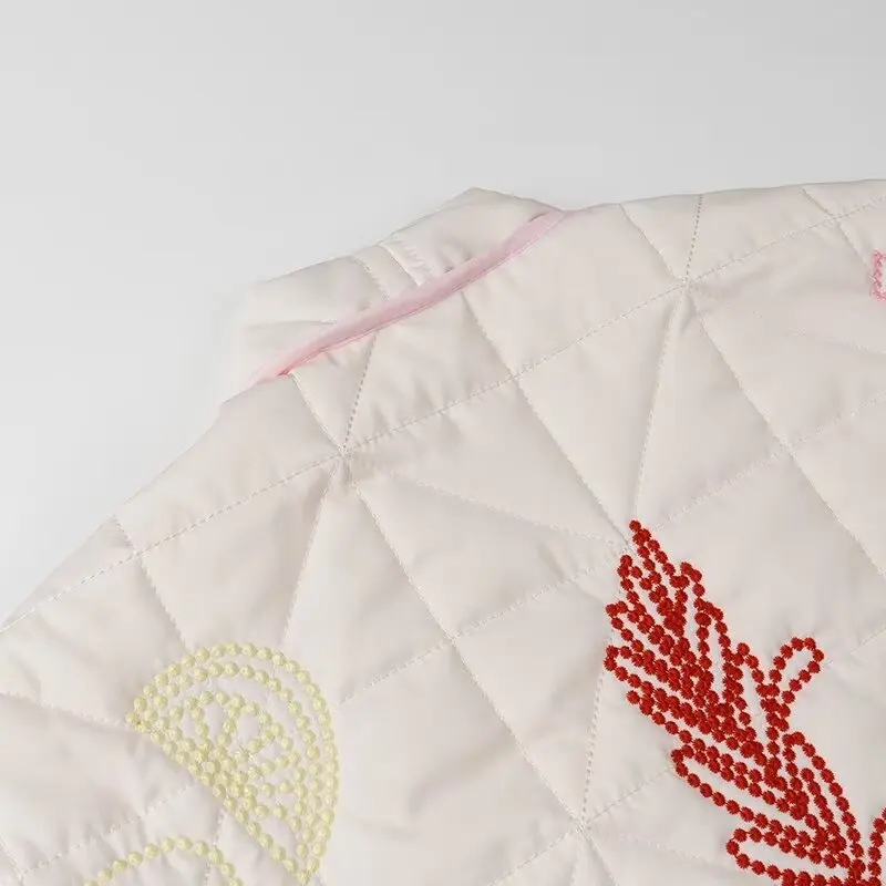 Gypsylady Boho Floral Chic Padded Jacket Cardigan Floral Embroidery Pocket Autumn Spring Long Sleeve Women Lady Streetwear Coats