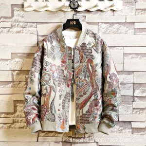 Embroidered Jacket 2025 New Fashion Stand Collar Jacket Boutique plus Size Men's Hip Hop casual Men's Jacket 5X Bohemian style