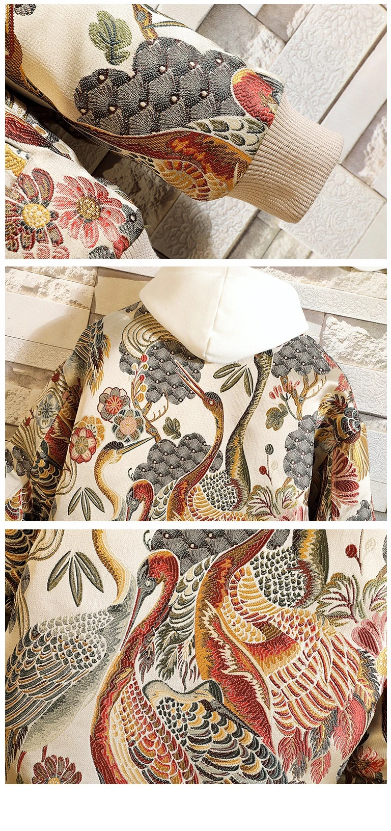 Embroidered Jacket 2025 New Fashion Stand Collar Jacket Boutique plus Size Men's Hip Hop casual Men's Jacket 5X Bohemian style