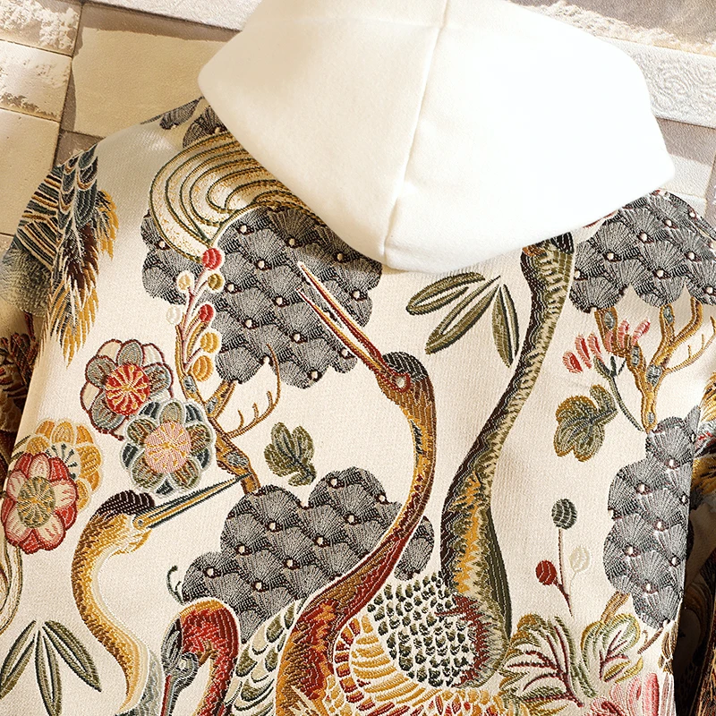 Embroidered Jacket 2025 New Fashion Stand Collar Jacket Boutique plus Size Men's Hip Hop casual Men's Jacket 5X Bohemian style