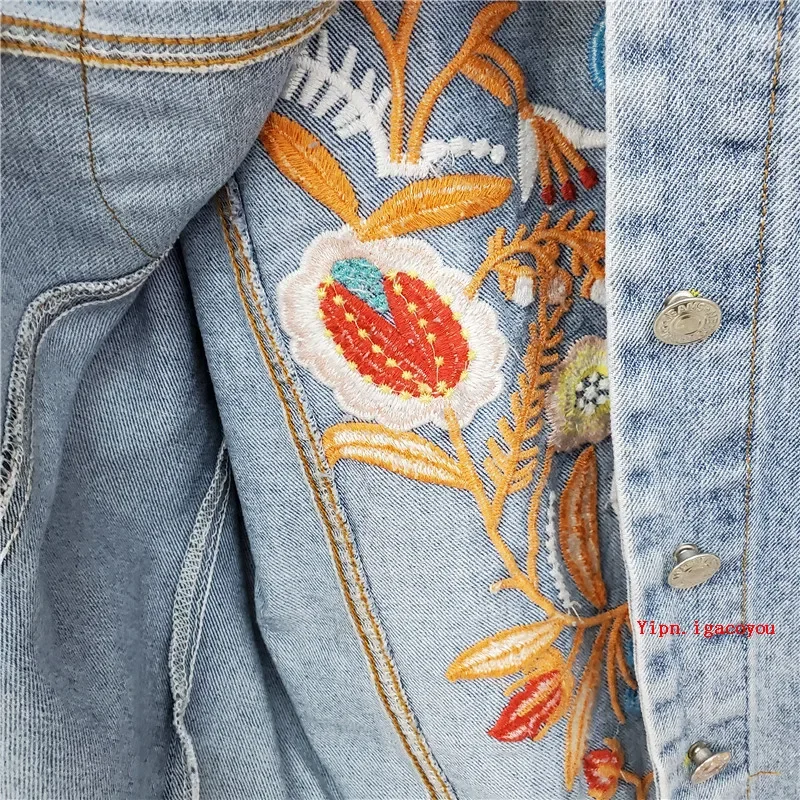 Boho Vintage Flower Embroidery Women Denim Jacket Spring Autumn 2025 Sequin Tassel Frayed Burrs Jean Jacket Loose Casual Fashion
