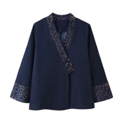 2026 Women’s Jacquard Denim Kimono Jacket