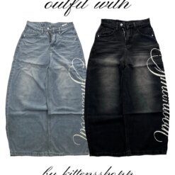 Streetwear Vein Bloom Baggy Jeans Women