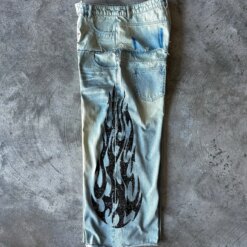 2026 Retro Double Waist Beading Embroidery Jeans Y2K