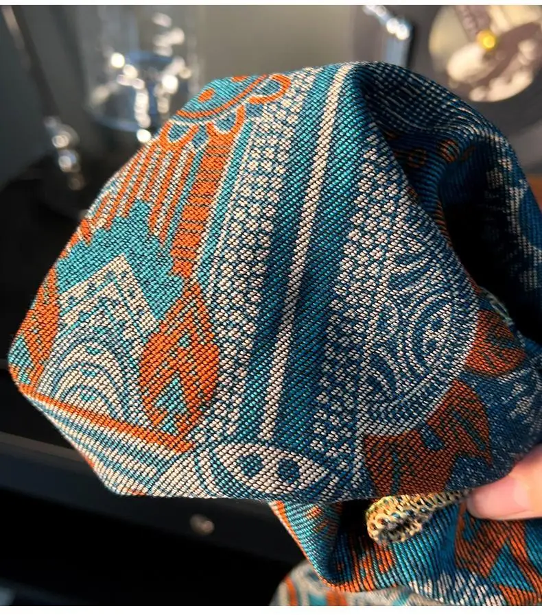 Retro ethnic style printed design jeans for men, 2026 autumn new men's clothing, slim fit trend casual pants