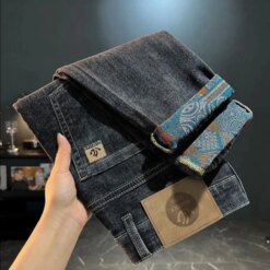 Retro Ethnic Printed Slim Fit Jeans Men