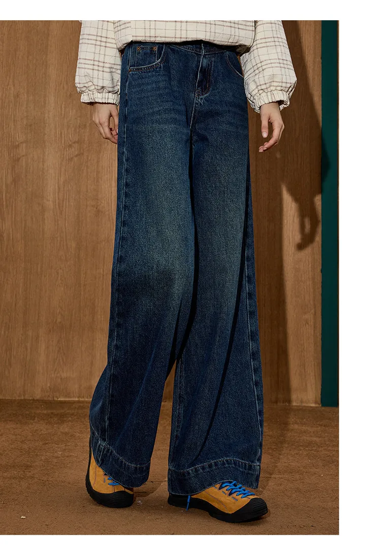 Coolhut Retro Flare Women's Jeans 2025 Autumn High Waist Wide Leg Trousers Slimming Bootcut Denim Pants Vintage Bohemian Style