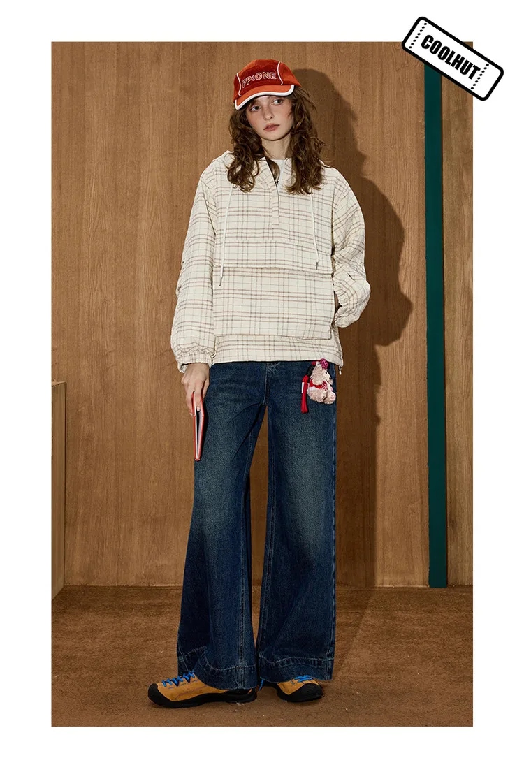 Coolhut Retro Flare Women's Jeans 2025 Autumn High Waist Wide Leg Trousers Slimming Bootcut Denim Pants Vintage Bohemian Style