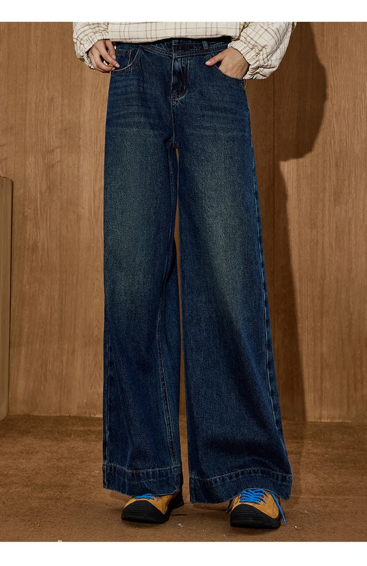 Coolhut Retro Flare Women's Jeans 2025 Autumn High Waist Wide Leg Trousers Slimming Bootcut Denim Pants Vintage Bohemian Style