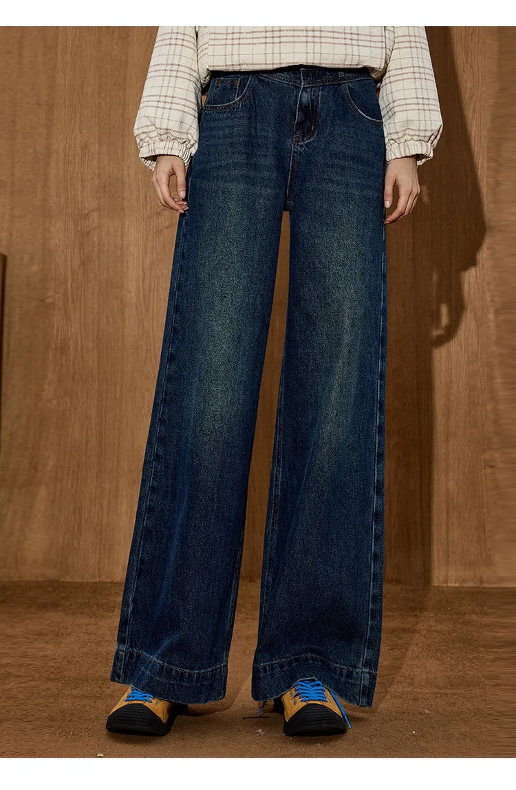 Coolhut Retro Flare Women's Jeans 2025 Autumn High Waist Wide Leg Trousers Slimming Bootcut Denim Pants Vintage Bohemian Style