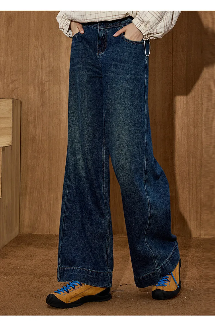 Coolhut Retro Flare Women's Jeans 2025 Autumn High Waist Wide Leg Trousers Slimming Bootcut Denim Pants Vintage Bohemian Style