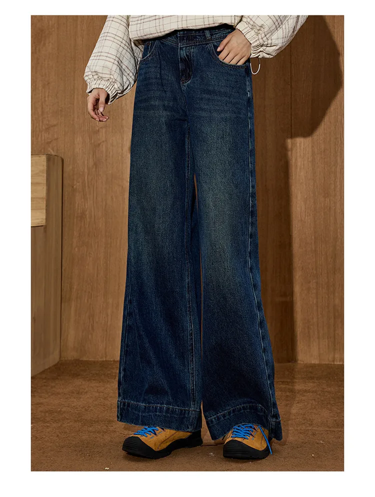 Coolhut Retro Flare Women's Jeans 2025 Autumn High Waist Wide Leg Trousers Slimming Bootcut Denim Pants Vintage Bohemian Style
