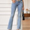 Boho Vacation Style Women's Flare Jeans Lightweight Soft Denim Pants Retro Wide Leg Clothing for Summer Outfits