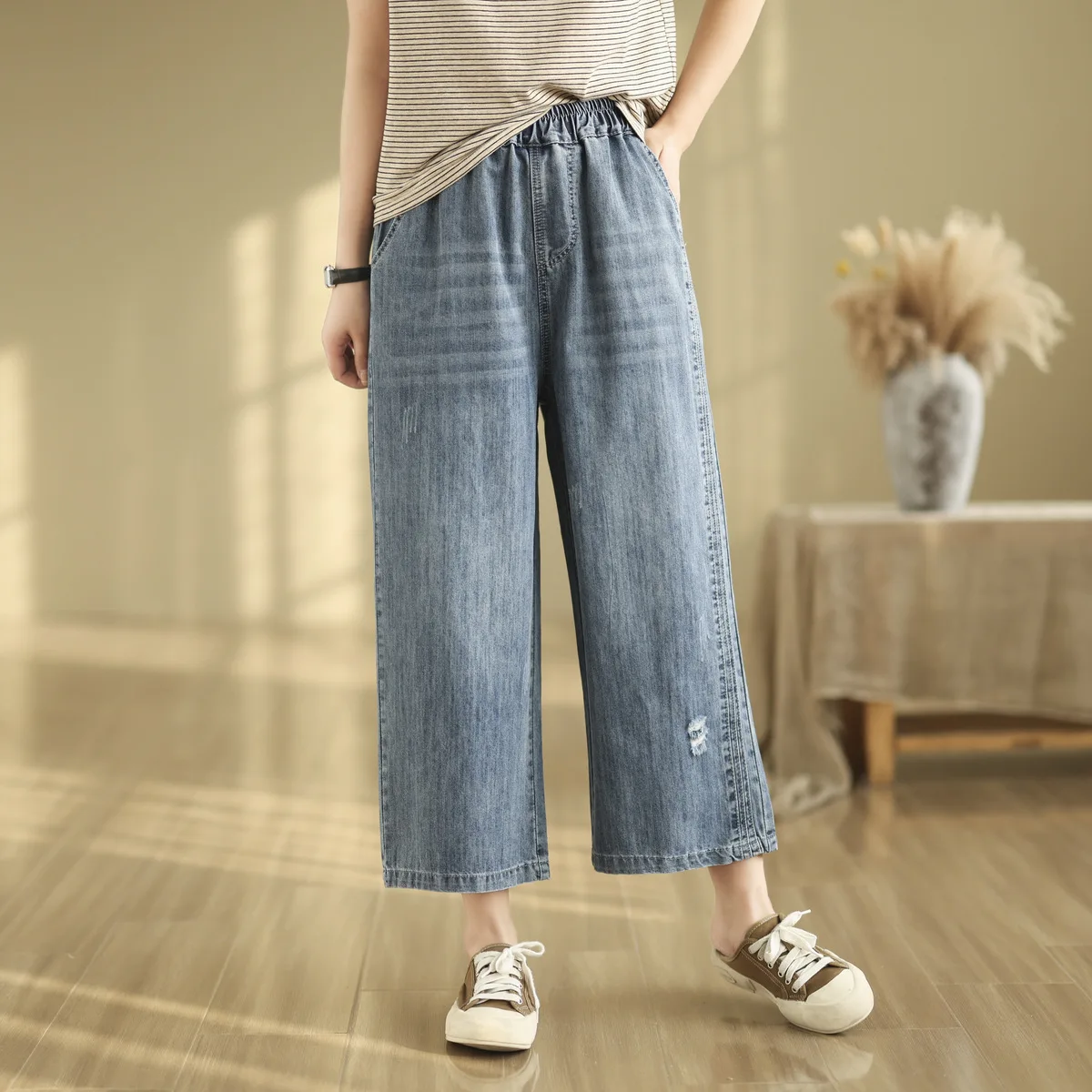 Ethnic Butterfly Embroidery Jeans for Women Japan Style Vintage Boho Denim Straight-leg Pants Fringe Straight Jeans Trousers