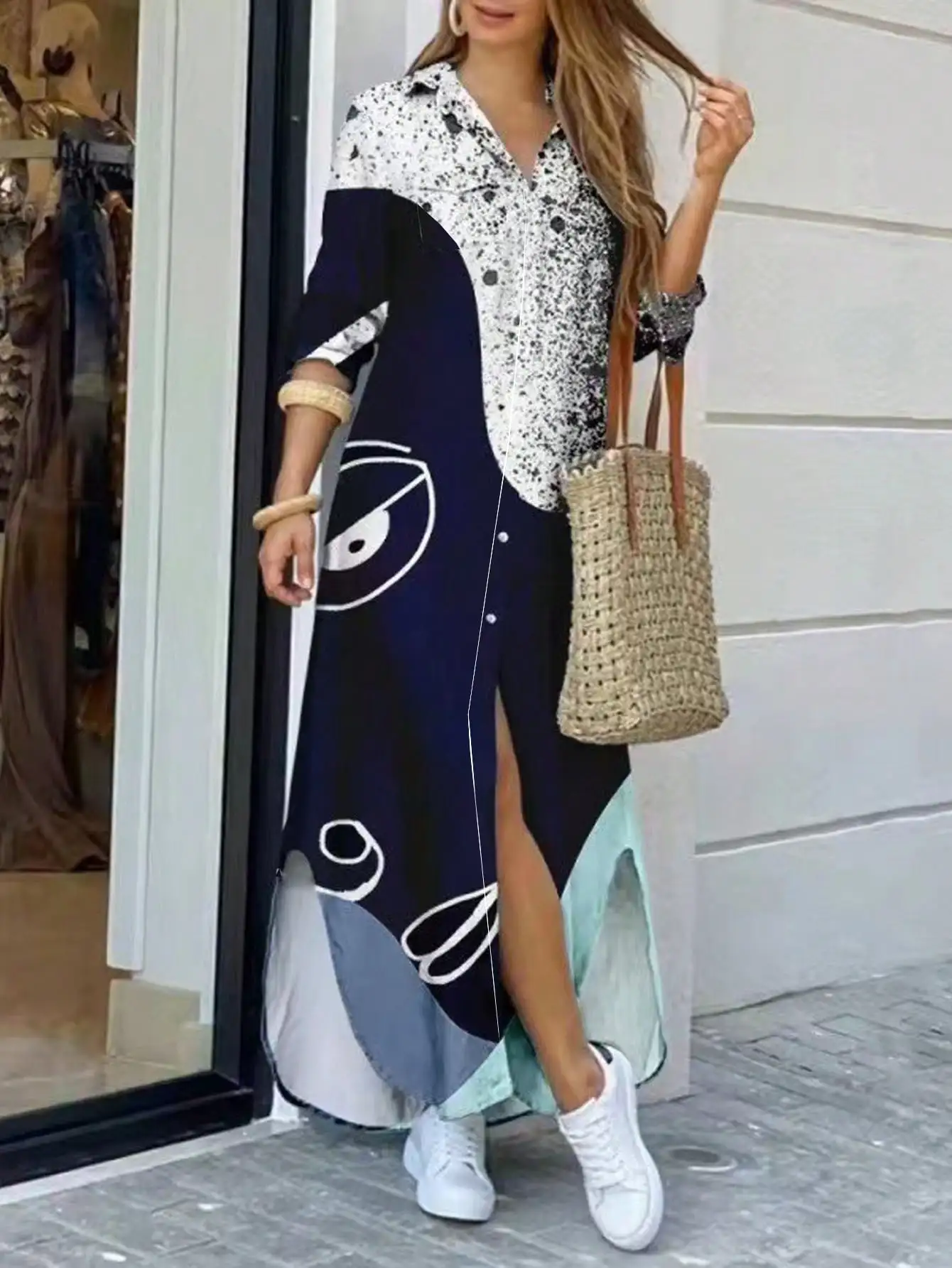 Casual Women's Shirt Flower Print Dress Fashion Vintage Loose Half Sleeve Gowns 2025 Spring Summer Holiday Beach Long Boho Dress