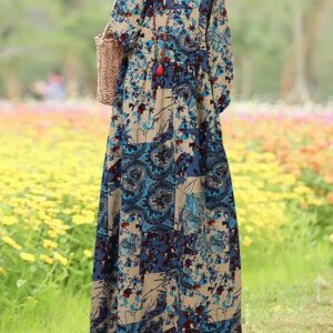 Women Autumn Sundress Vintage Long Sleeve Floral Printed Maxi Dress 2024 ZANZEA Bohemian Loose Party Vestido O Neck Kaftan Robe