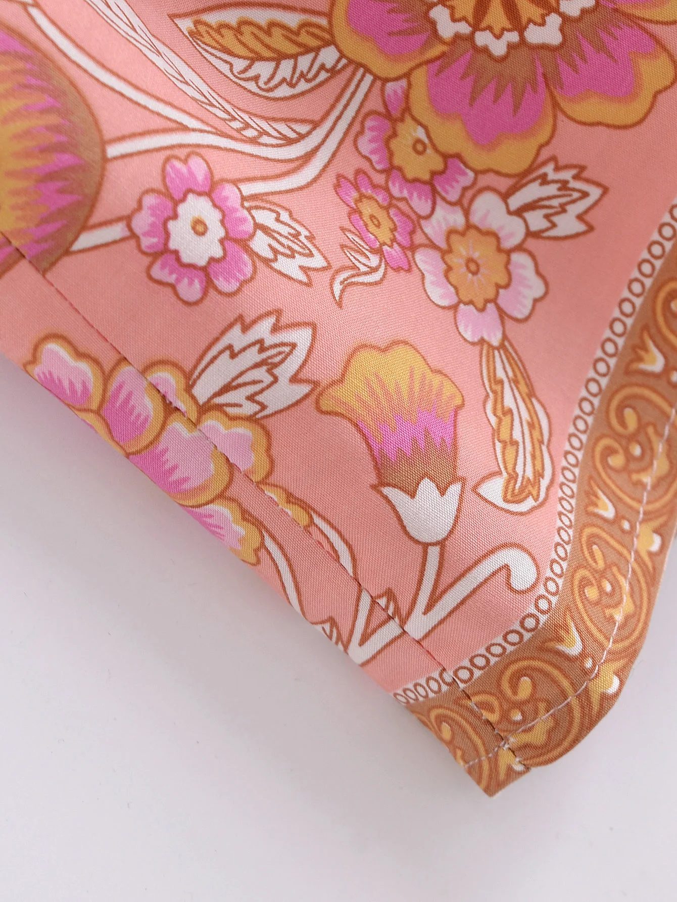 2022 Bohemia Orange Green Bandage Lacing up Collar Floral Print Dress BOHO Woman Hit Color Long Sleeve Maxi Dresses Holiday Robe