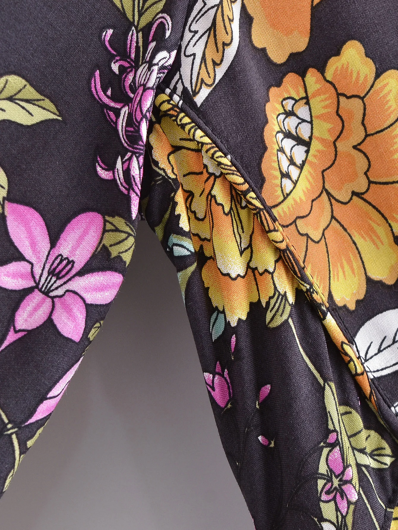 2022 Bohemia Orange Green Bandage Lacing up Collar Floral Print Dress BOHO Woman Hit Color Long Sleeve Maxi Dresses Holiday Robe