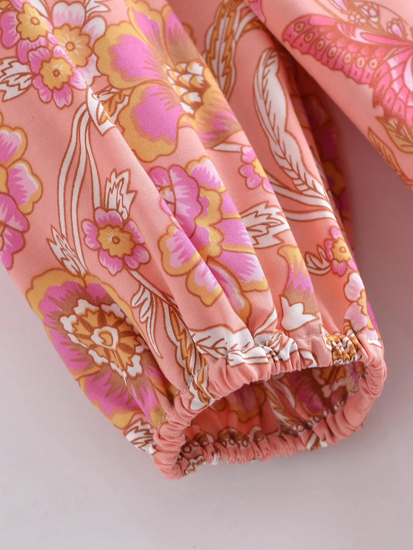 2022 Bohemia Orange Green Bandage Lacing up Collar Floral Print Dress BOHO Woman Hit Color Long Sleeve Maxi Dresses Holiday Robe