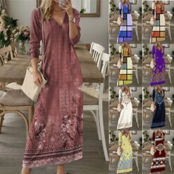 Ethnic Retro Digital Print Boho Maxi Dress