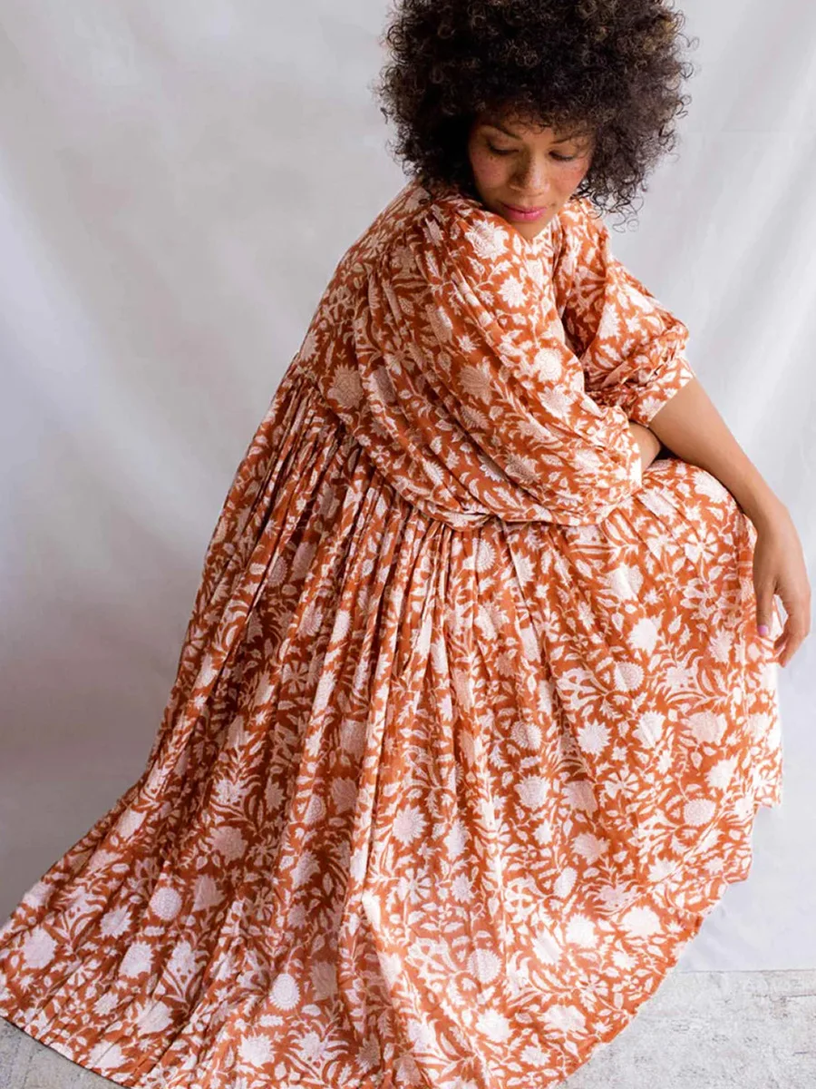 Women Bohemian Floral Print Maxi Dress Elegant 3/4 Sleeve O Neck Lace Up Loose Midi Dress Casual Vacation Beach Sundress 2023 Women Bohemian Floral Print Maxi Dress Elegant 3/4 Sleeve O Neck Lace Up Loose Midi Dress Casual Vacation Beach Sundress 2023