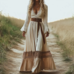 Women’s Vintage Western Boho Maxi Dress