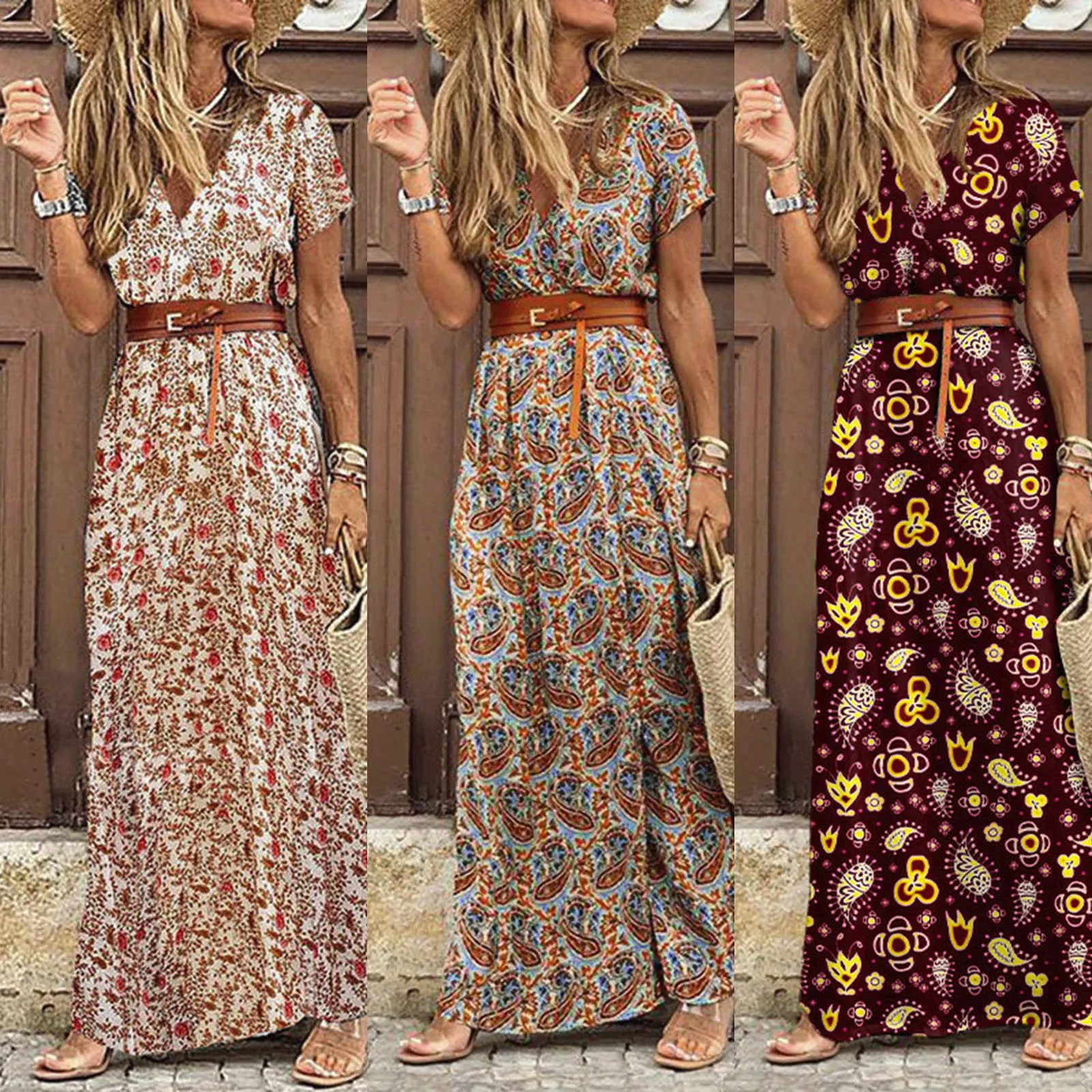 Long Dress for Women 2024 Summer Beach Bohemian Dresses Vestido Casual Robe Female Clothing Y2K Floral Skirt Elegant Maxi Dress