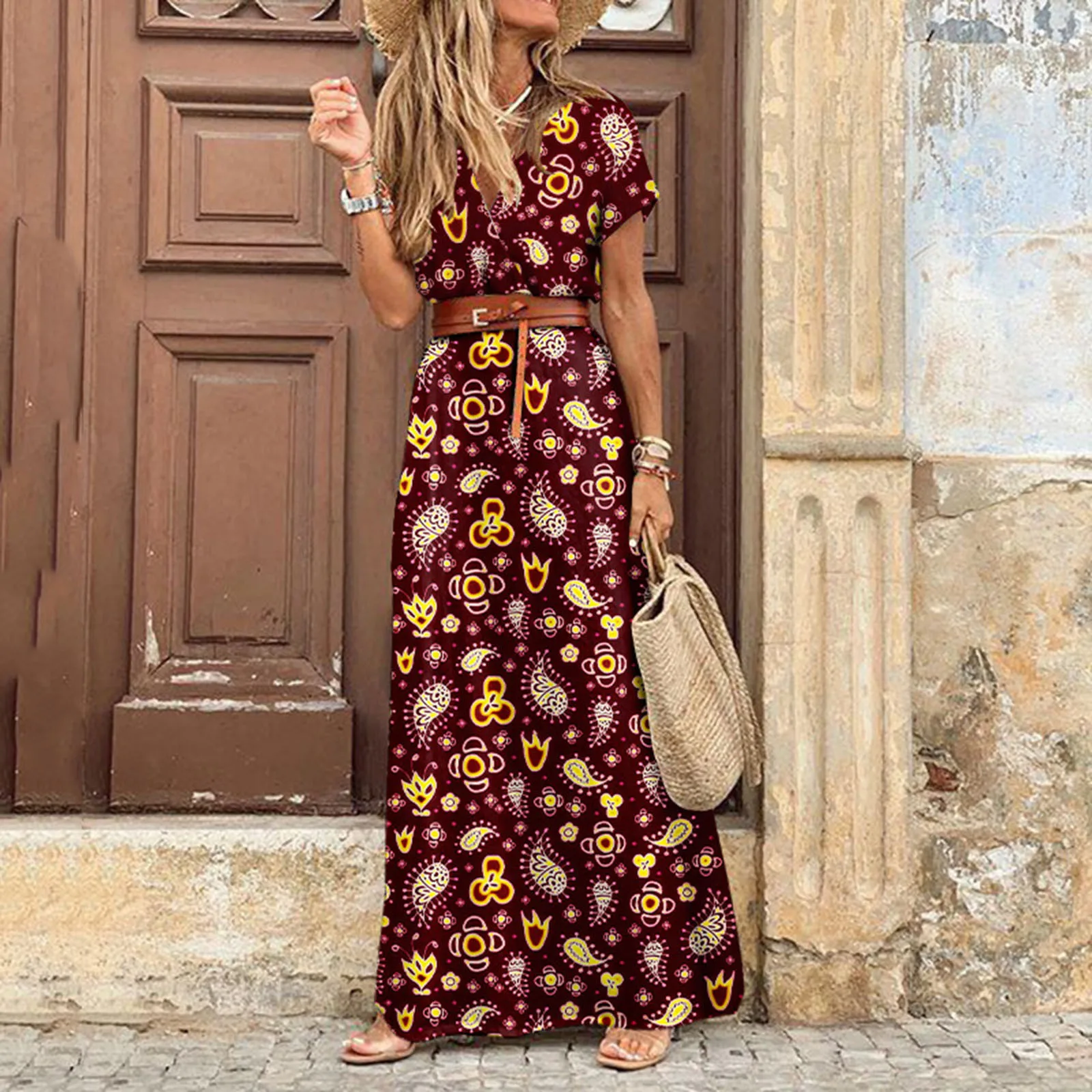 Long Dress for Women 2024 Summer Beach Bohemian Dresses Vestido Casual Robe Female Clothing Y2K Floral Skirt Elegant Maxi Dress