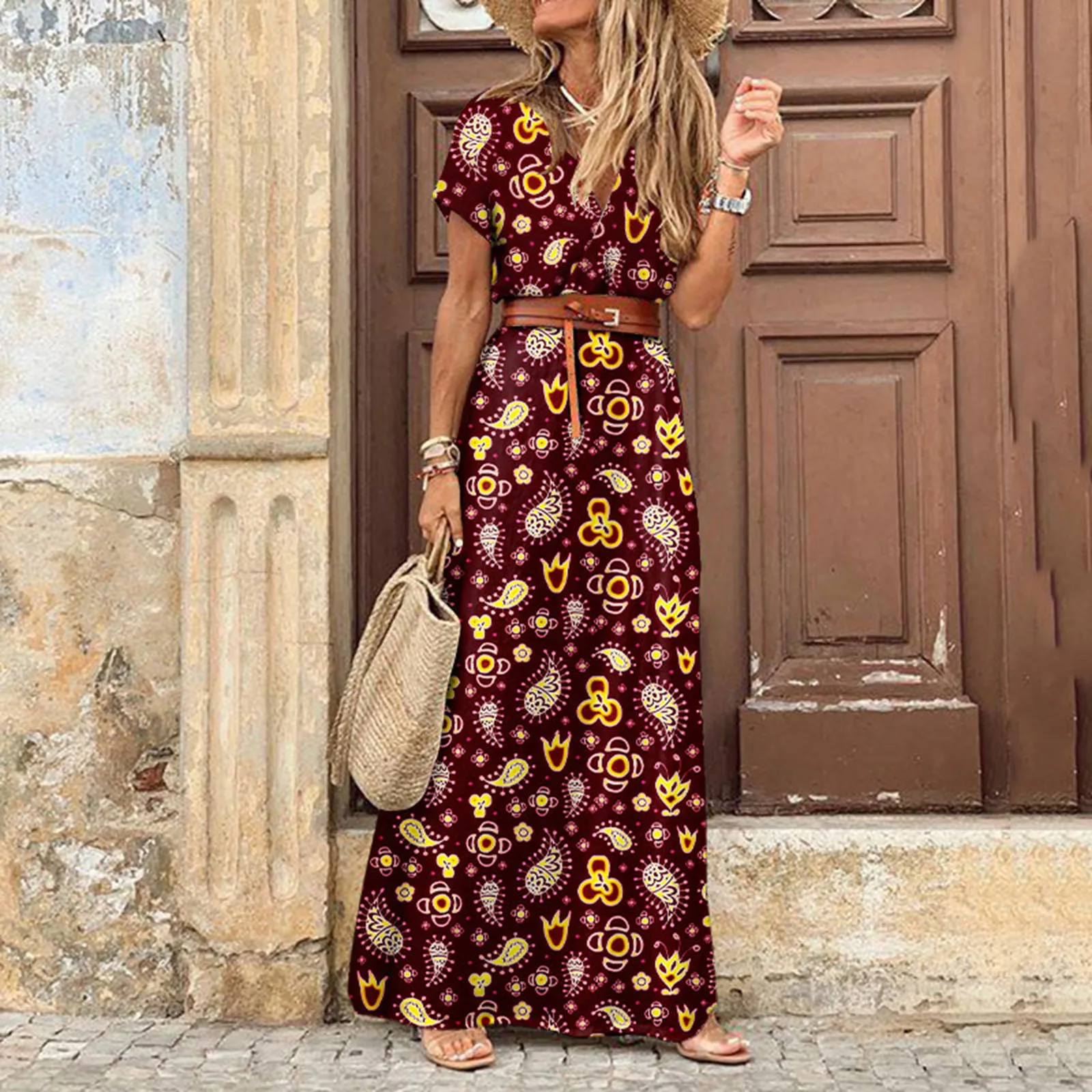 Long Dress for Women 2024 Summer Beach Bohemian Dresses Vestido Casual Robe Female Clothing Y2K Floral Skirt Elegant Maxi Dress