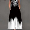 Elegant Summer Boho Long Dress Sleeveless Casual Floral Print Maxi Dress for Women Perfect for Beach Party